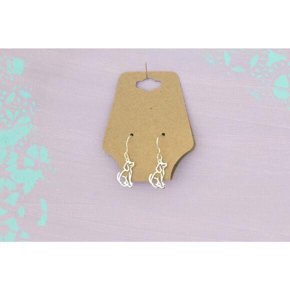 Sterling Silver Openwork Dog Earrings - Picture 2 of 4